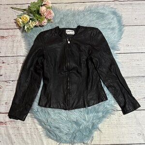 Vintage bagatelle Black Genuine Leather Biker Jacket sz S